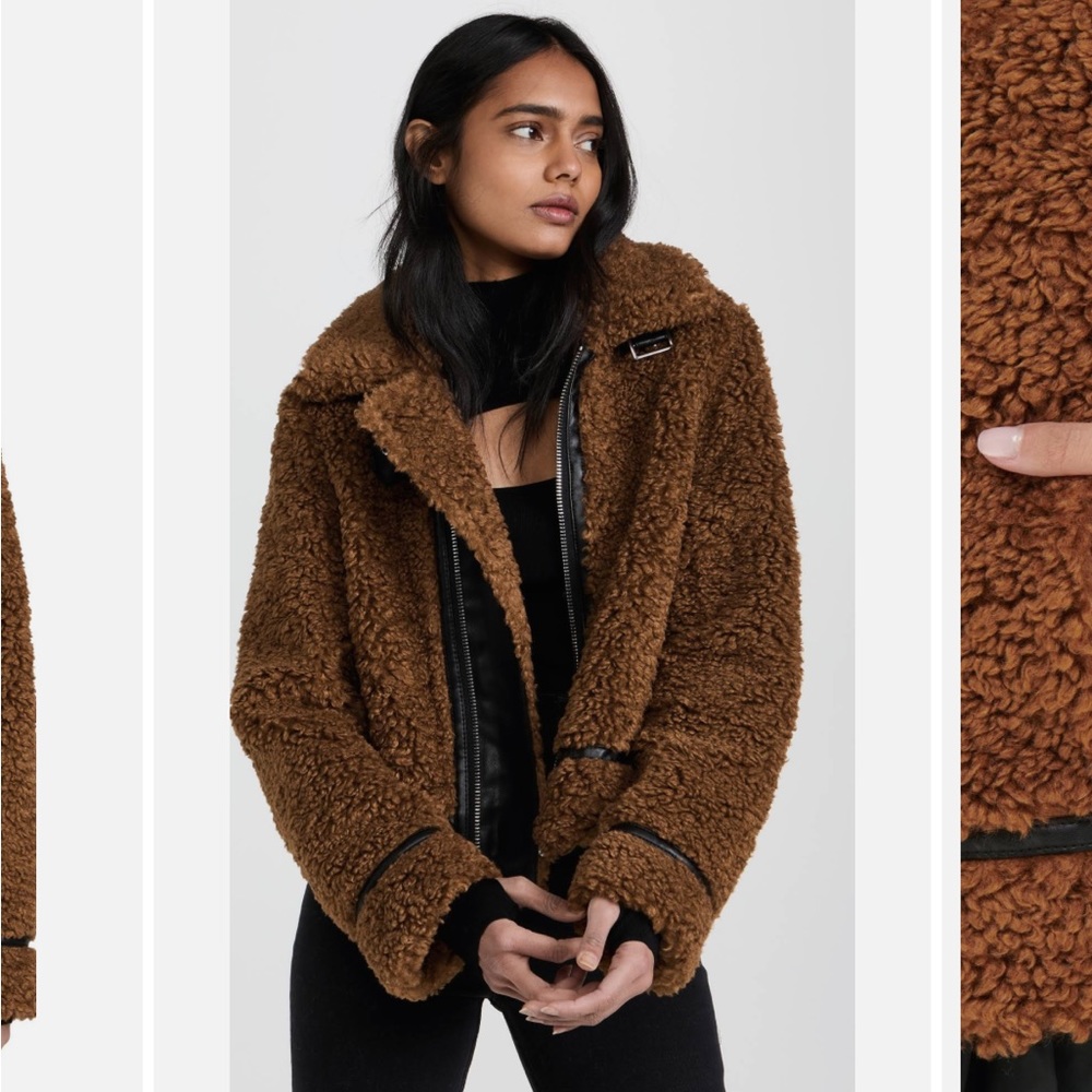 Stand Studio Brown Teddy Shearling Jacket